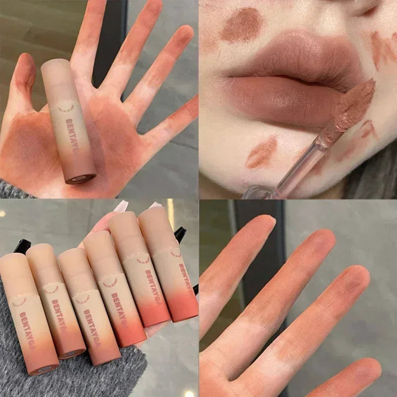 6 Colors Matte Lip Gloss Waterproof Easy To Wear Velvet Rose Red Brown Lip Mud Nude Lasting Liquid Lipstick Lips Makeup Cosmetic